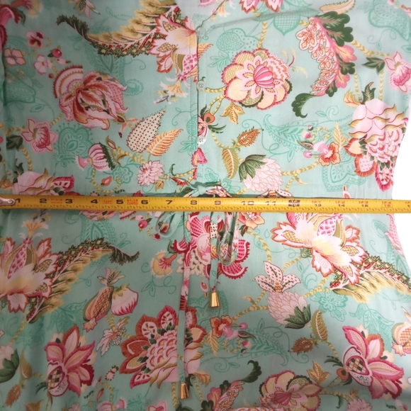 Anthropologie Sunday Mi Amour Green Floral Pullover Boho Tiered Maxi Dress Small - Picture 5 of 6